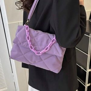 Purple Padded Bag Purse Quilted Flap Shoulder Crossbody Womens Accessory
